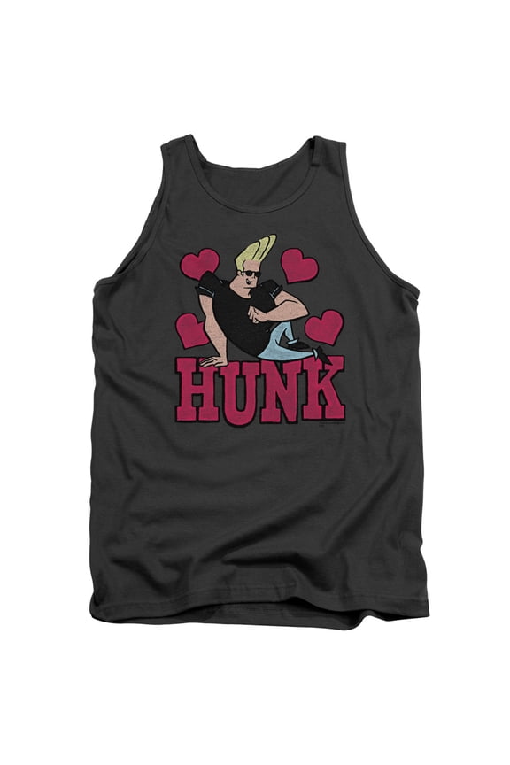 Johnny Bravo Hunk Adult Tank Top Charcoal