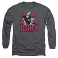thumbnail image 1 of Johnny Bravo Hunk Long Sleeve Adult 18/1 T-Shirt Charcoal, 1 of 1