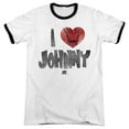 thumbnail image 1 of Johnny Bravo I Heart Johnny Adult Ringer White/Black, 1 of 1