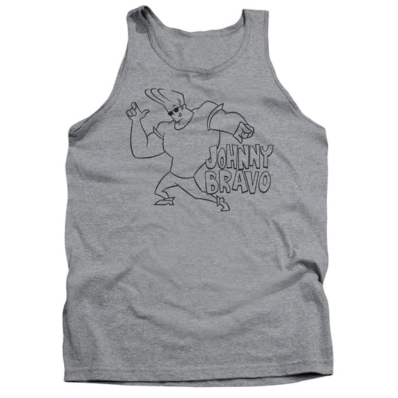 Johnny Bravo Jb Line Art Adult Tank Top Athletic Heather