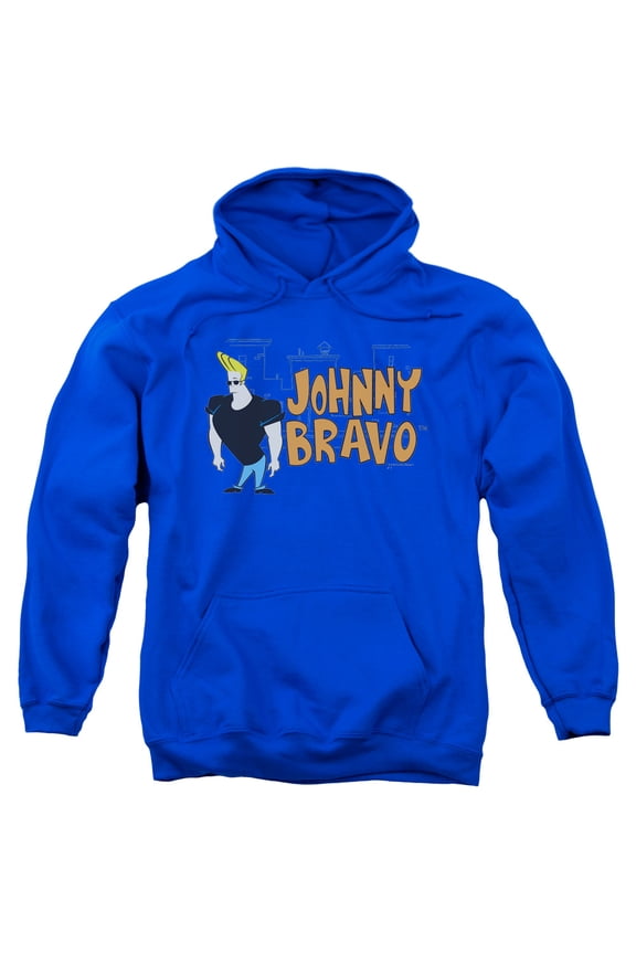 Johnny Bravo Johnny Logo Adult Pullover Hoodie Sweatshirt Royal Blue