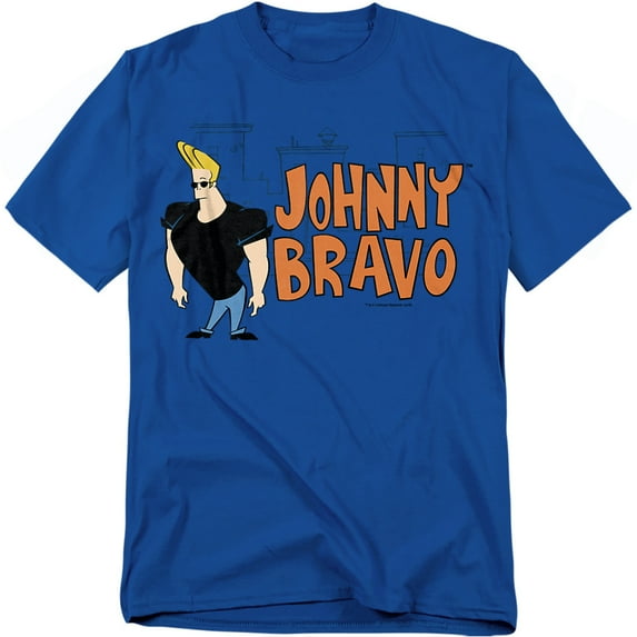Johnny Bravo - Johnny Logo - Adult Unisex Short Sleeve T-Shirt - Blue