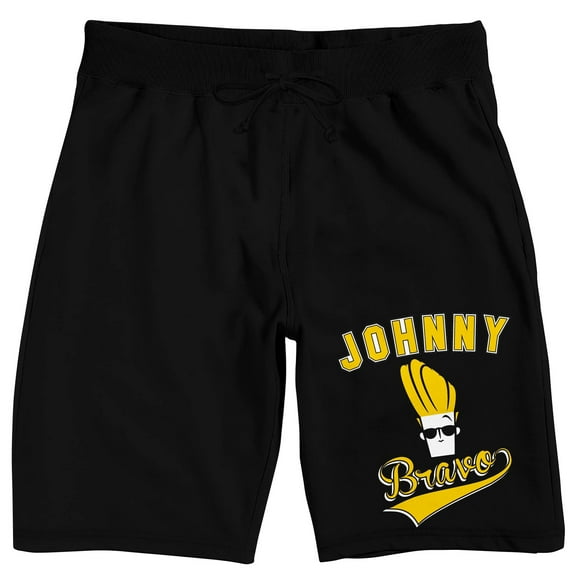 Johnny Bravo Logo Men's Black Sleep Pajama Shorts-XXL