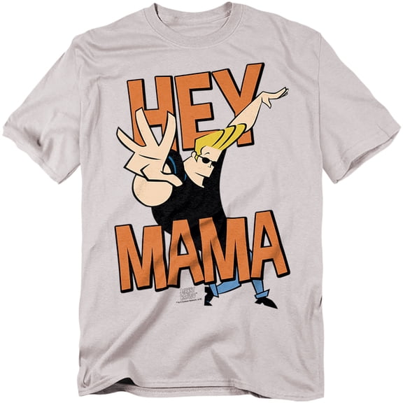 Johnny Bravo T-Shirt Hey Mama Unisex Graphic Tee For Men & Women Silver 