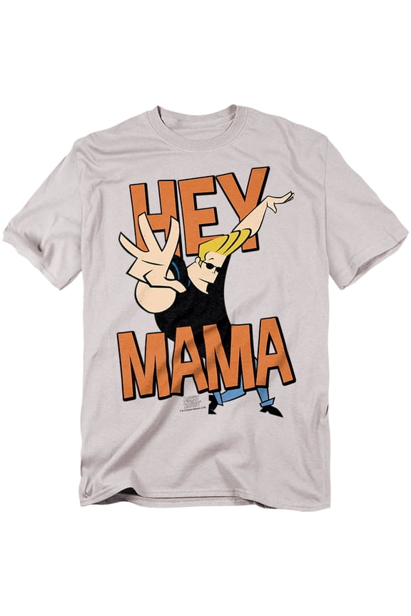 Johnny Bravo T-Shirt Hey Mama Unisex Graphic Tee For Men & Women Silver 
