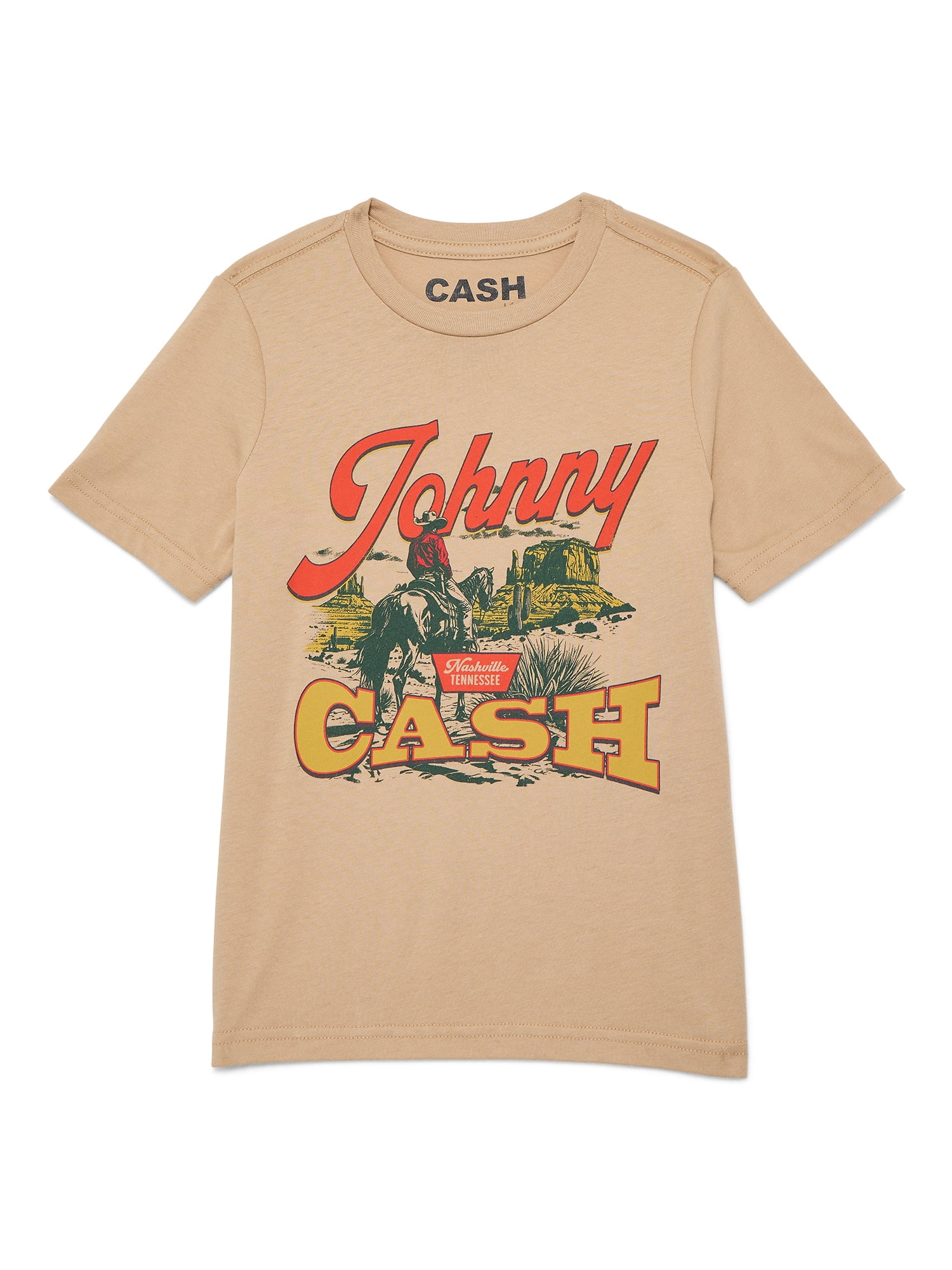 Johnny Cash Boys Graphic Tee with Short Sleeves, Sizes 4-18