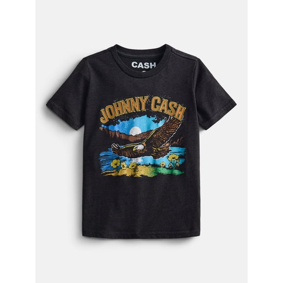 Johnny Cash Boys' Graphic Tee with Short Sleeves, Sizes 4-18