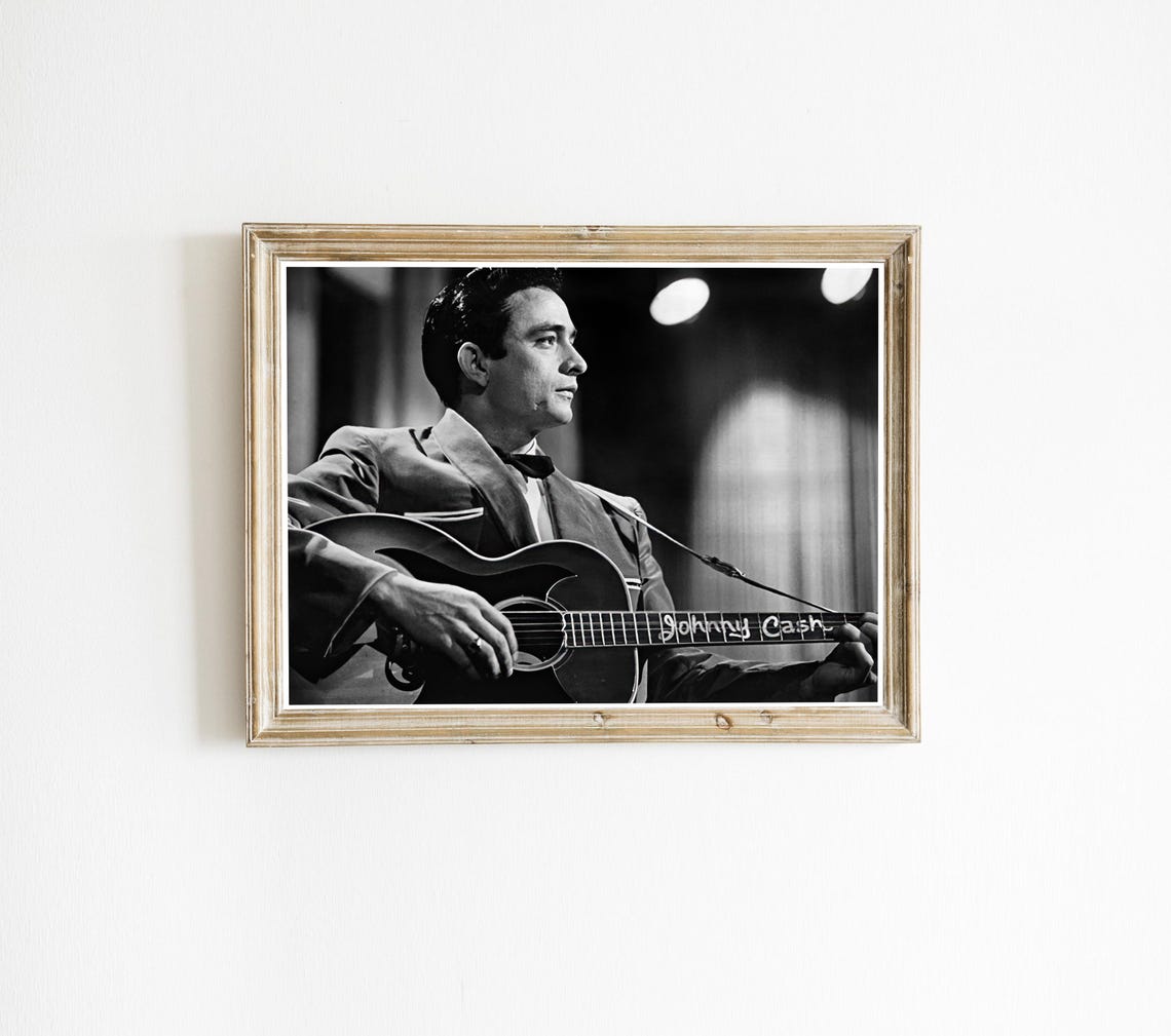 Johnny Cash, Country Music Art, Black and White, Johnny Cash Print ...