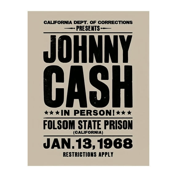 Johnny Cash In Person - Vintage Music Poster Wall Art Print, Rustic Retro Decor for Garage, Bedroom, Office & Man Cave