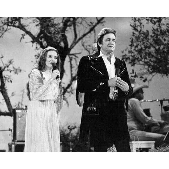 Johnny Cash June Carter Cash 1990's perform on stage together 16x20 inch Poster