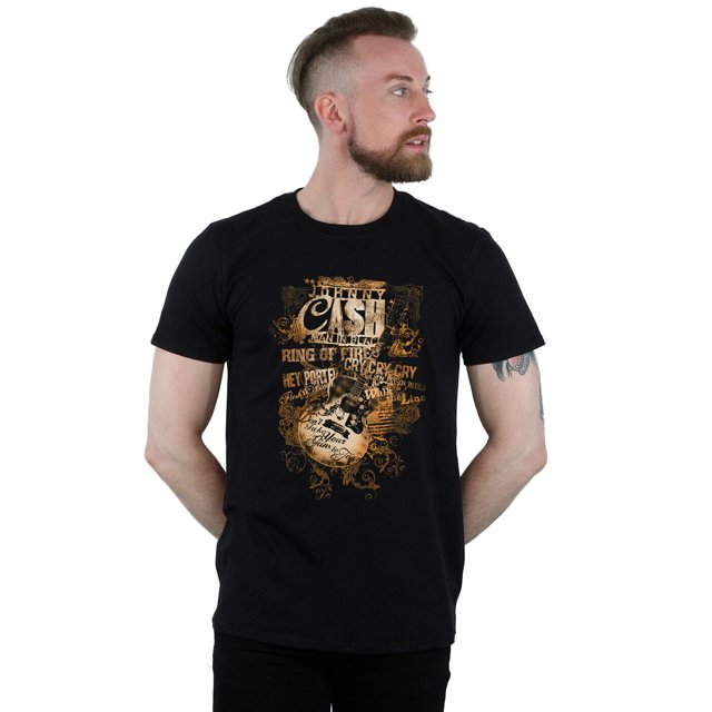 Johnny Cash Men's Guitar Song Titles TShirt