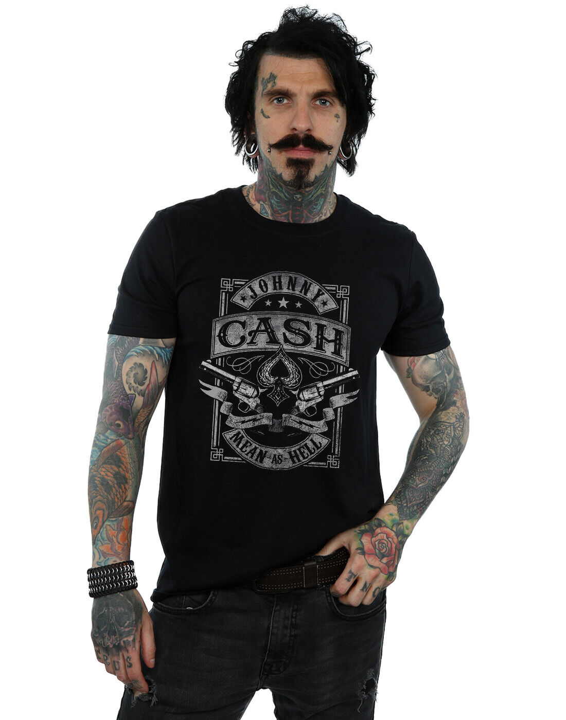 Johnny Cash Men's Mean As Hell TShirt