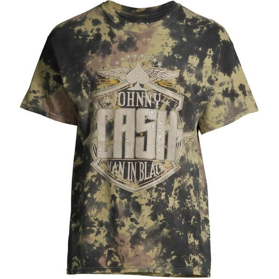 Johnny Cash Men's Officially Licensed Tie Dye Vintage Man In Black Graphic Tee T-Shirt (X-Large, Black Multi Tie Dye)
