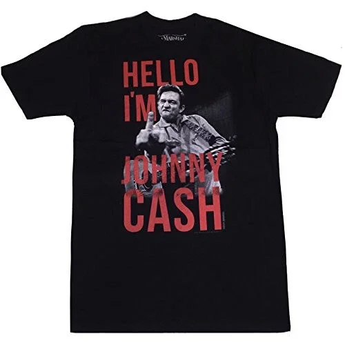 Johnny Cash Men's T-shirt Hello I'm Johnny Cash Black Small Tee