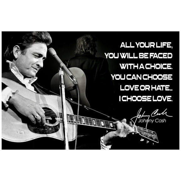 Johnny Cash Poster Motivational Quote Posters Inspirational Music Memorabilia Vinyl June Carter Cash Folsom Prison Decor Wall Art Growth Iconic Vintage Print Album Collectible Quotes Autograph