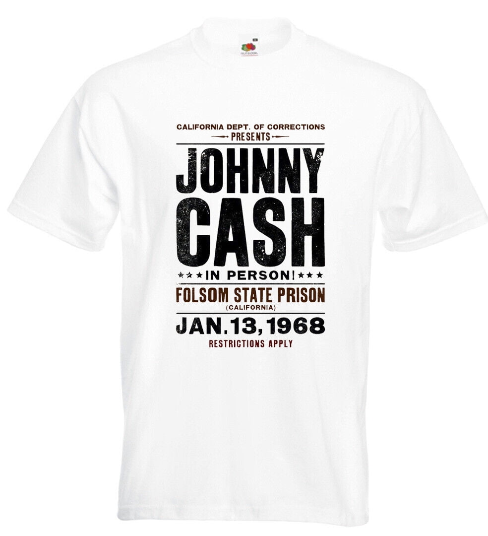 Johnny Cash T Shirt Folsom State Prison 1968 Gig Poster Ring Of Fire
