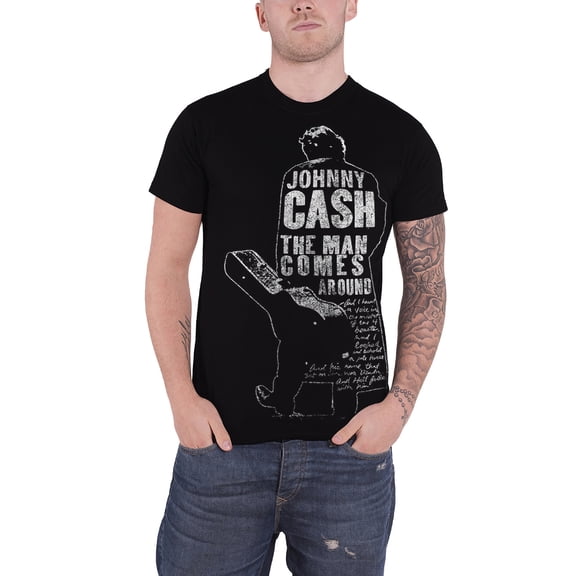 Johnny Cash T Shirt The Man Comes Around logo new Official Mens Black