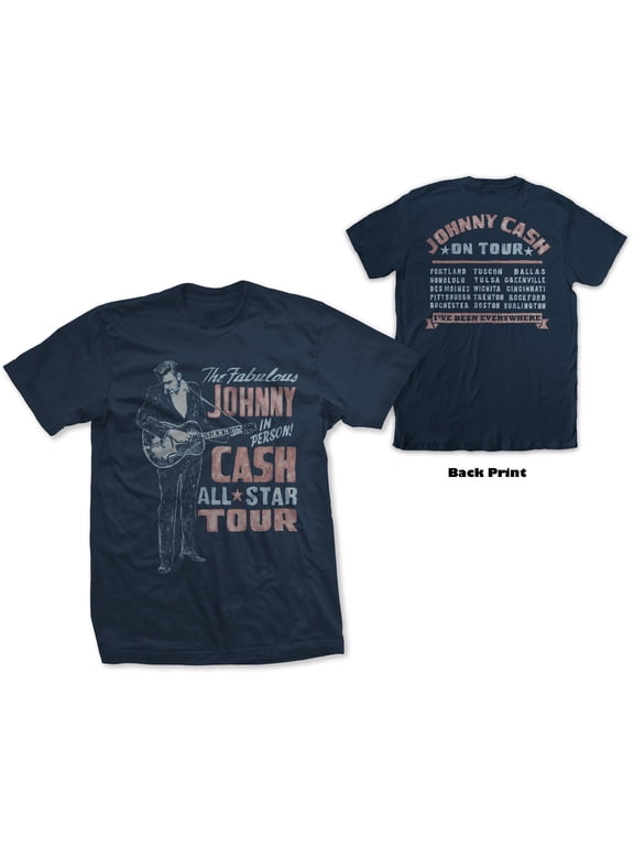 Johnny Cash Unisex T-Shirt All Star Tour (Back Print) (Medium)