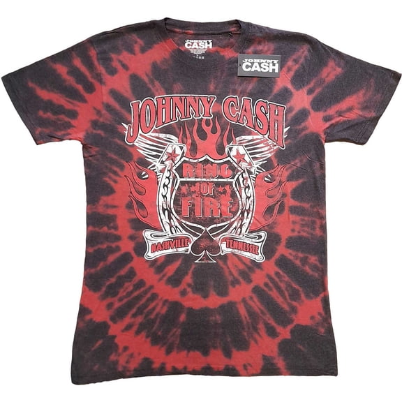 Johnny Cash Unisex T-Shirt Ring of Fire (Wash Collection) (Small)