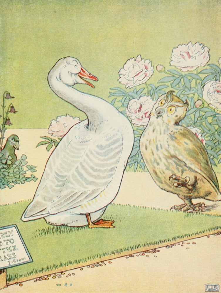 Johnny Crows garden 1903 Goose & Owl Canvas Art - Leonard Leslie Brooke (24 x 36)