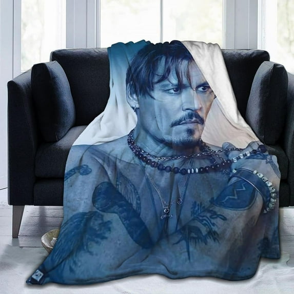 Johnny Depp Blanket 3D Print Plush Lamb Blanket Bedding Decor for Living Room Bedroom Dorm Decor
