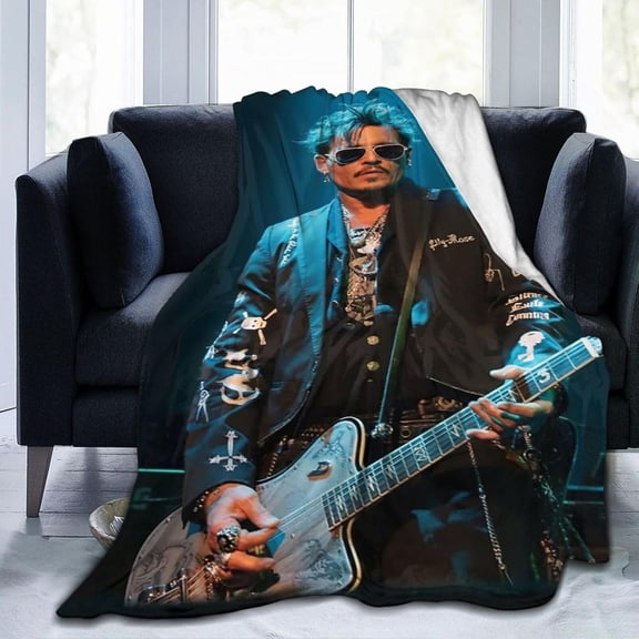 Johnny Depp Blanket, 40x50, Anti-Pilling Throw Blanket Plush Blanket, Light Weight & Super Soft, Warm & Comfy, Microfiber Flannel Fleece Blanket for Bed, Sofa, Couch