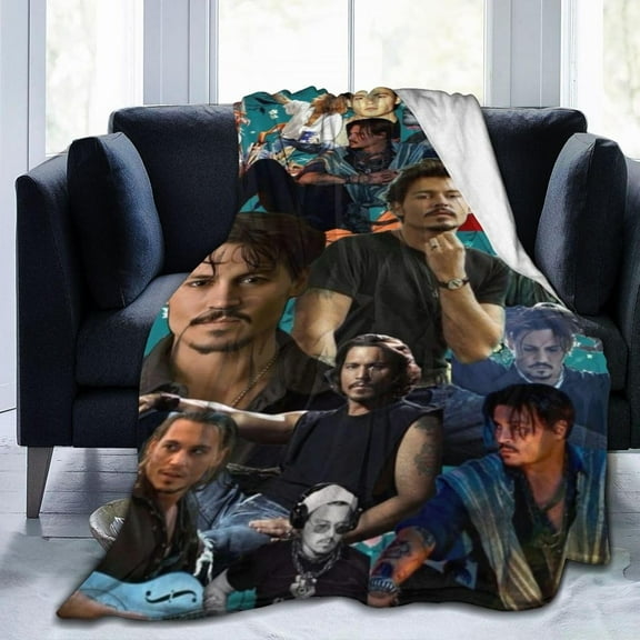 Johnny Depp Blanket Anti-pilling Throw Blanket Plush Blanket Light Weight & Super Soft, Warm & Comfy Flannel Fleece Blanket for Couch, Bed, Sofa, 40x50