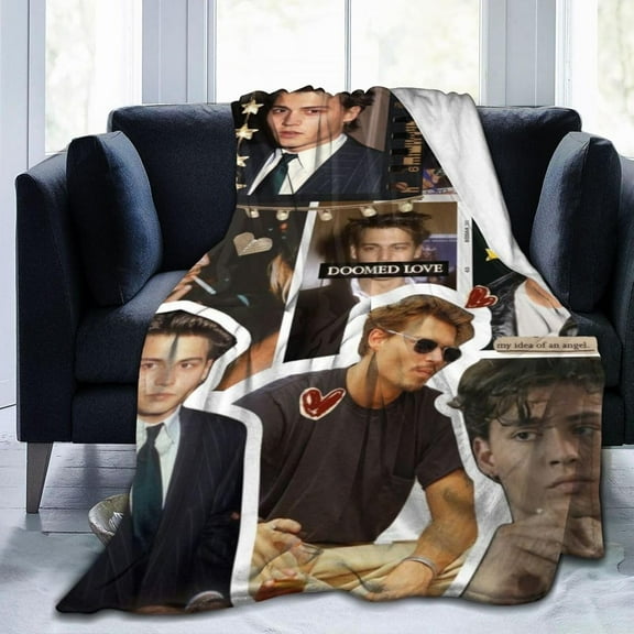 Johnny Depp Blanket Anti-pilling Throw Blanket Plush Blanket Light Weight & Super Soft, Warm & Comfy Flannel Fleece Blanket for Couch, Bed, Sofa, 50x60