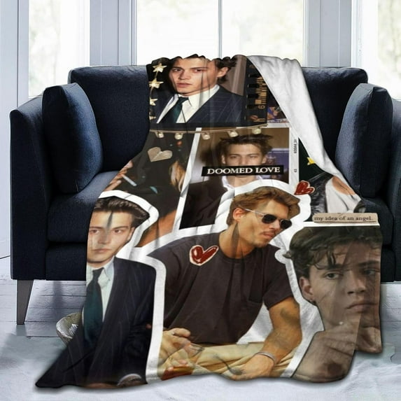 Johnny Depp Blanket Anti-pilling Throw Blanket Plush Blanket Light Weight & Super Soft, Warm & Comfy Flannel Fleece Blanket for Couch, Bed, Sofa, 50x60