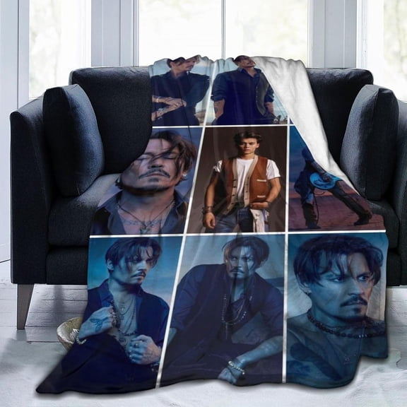 Johnny Depp Blanket Anti-pilling Throw Blanket Plush Blanket Light Weight & Super Soft, Warm & Comfy Flannel Fleece Blanket for Couch, Bed, Sofa, 50x60