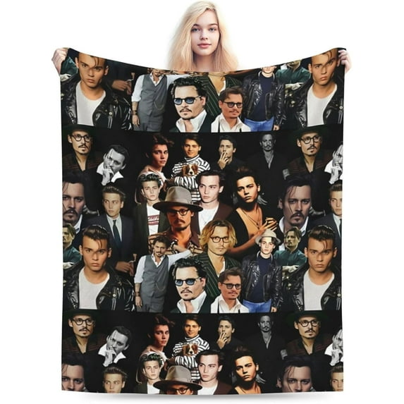 Johnny Depp Blanket Soft and Warm Lightweight Fluffy Throws Blankets Rug Carpet Gift for Beach Yoga Bedroom Living Room Decoration Sofa Camping Trip Dorm Decor All Season