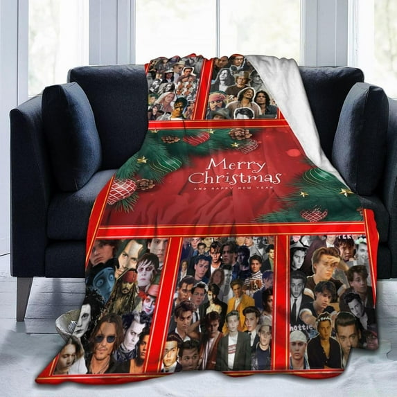 Johnny Depp Fleece Blanket for Couch - Chrismas Throw Blanket Lightweight Johnny Depp Merch Super Soft Cozy Luxury Bed Blanket Microfiber and Throws for Sofa