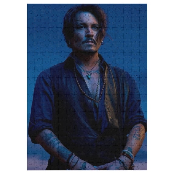 Johnny Depp Jigsaw Puzzle, Wood Puzzles Adult, 300 PCS Jigsaw Puzzle Perfect for Game Nights