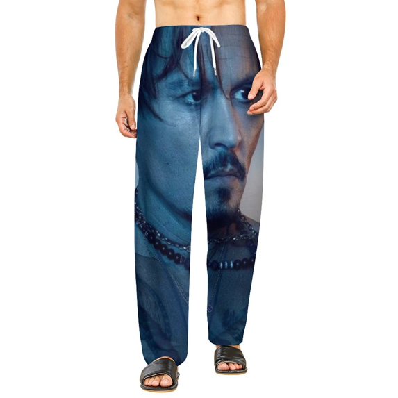 Johnny Depp Pajamas Pants 3D Printing Wide Leg PJ Pant Loungewear Casual Comfy Sleepwear Lounge Pants for Men Women2XL