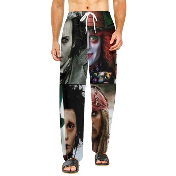 Johnny Depp Pajamas Pants 3D Printing Wide Leg PJ Pant Loungewear Casual Comfy Sleepwear Lounge Pants for Men Women3XL
