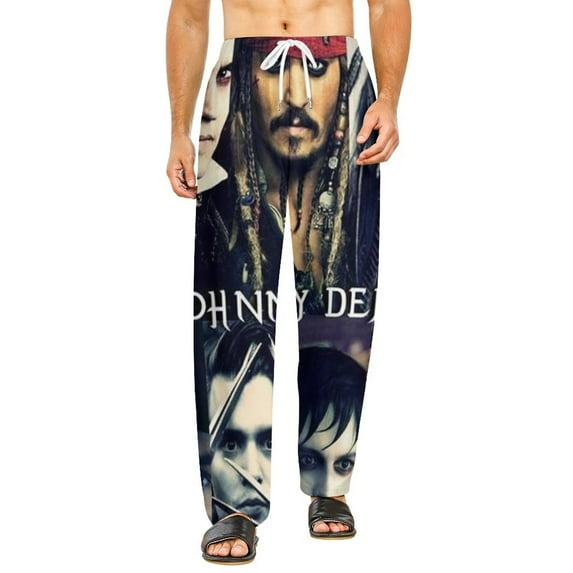 Johnny Depp Pajamas Pants 3D Printing Wide Leg PJ Pant Loungewear Casual Comfy Sleepwear Lounge Pants for Men Women5XL