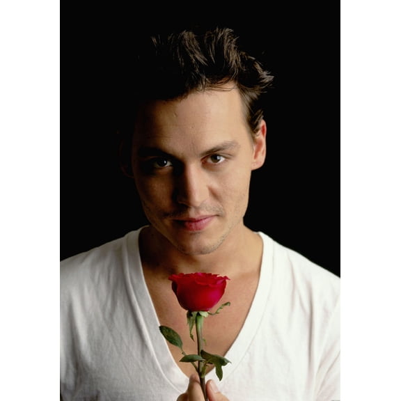 Johnny Depp Poster Rose Metal Print 12In x 16In 12x16 Multi-Color Square Adults Poster Time
