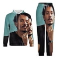 thumbnail image 1 of Johnny Depp Unisex Adult Sweatsuits Hoodie & Sweatpants Long Sleeve Hooded Sweatshirt Matching Joggers Tracksuit Sets 2XS, 1 of 9