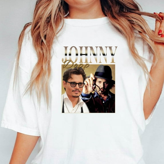 Johnny Depp Vintage Style Famous Movie Actor & Musician Fan Unisex T-Shirt, up to 5XL
