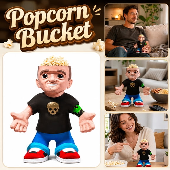 Johnny Knoxville Jackass Themed Popcorn Storage Bucket Solid Resin Decorative Statue Snack Holder Tabletop Display For Fall Carnival Halloween Gathering Home Theater Adult Fan Collectible Ornament Gt