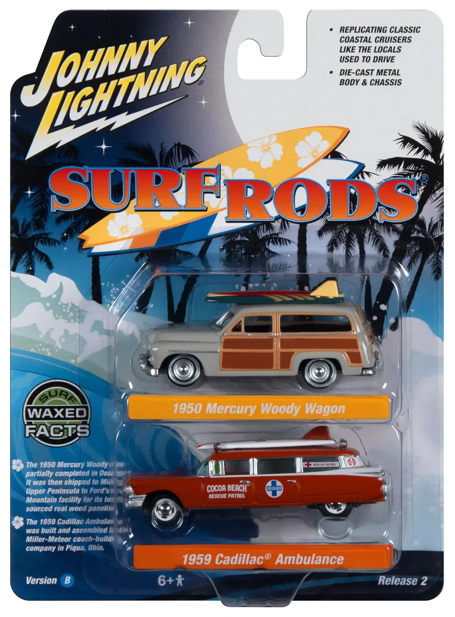 Johnny Lightning 1:64 1950 Mercury Woody Wagon And 1959 Cadillac 2 Car ...