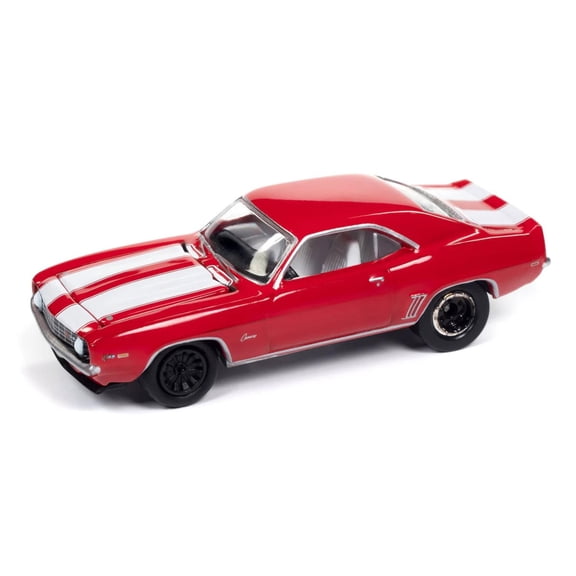 Johnny Lightning 1/64 1969 Chevrolet Camaro Z28 Car, Red with White Stripes, Muscle Car Series JLSP381-B