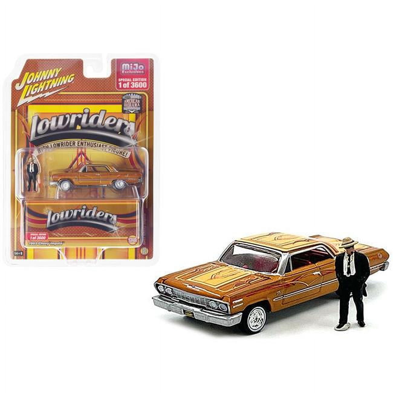 1963 Chevrolet Impala Lowrider Orange with Graphics and Diecast Figure ...