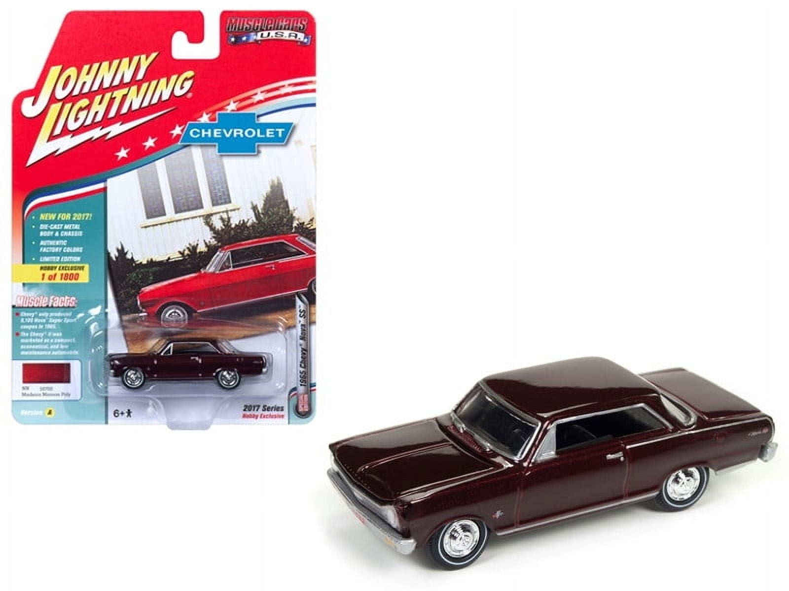 Johnny Lightning 1:64 Scale Maroon 1965 Chevrolet Nova SS Diecast