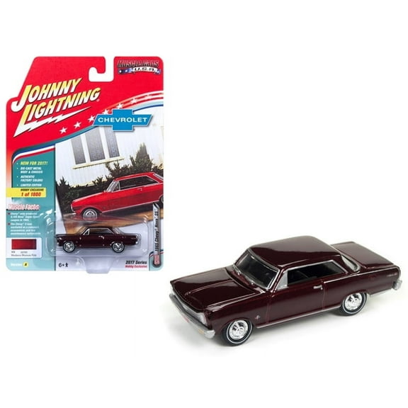 Johnny Lightning 1:64 Scale Maroon 1965 Chevrolet Nova SS Diecast Car