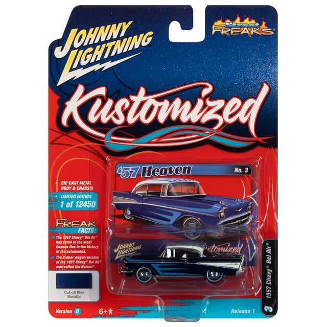 Johnny Lightning 1:64 Street Freaks Ver B 1957 Chevy Bel Air Blue ...