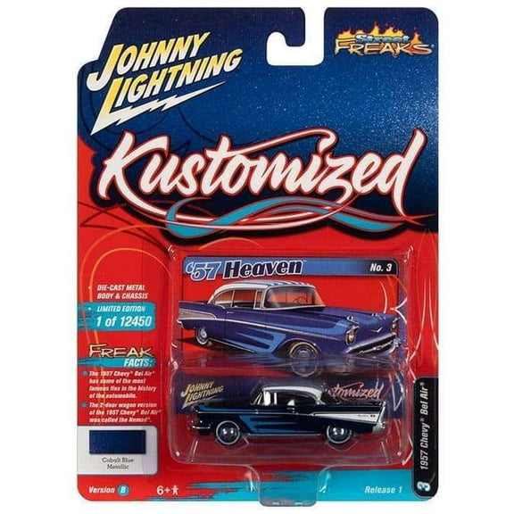 Johnny Lightning 1:64 Street Freaks Ver B 1957 Chevy Bel Air Blue