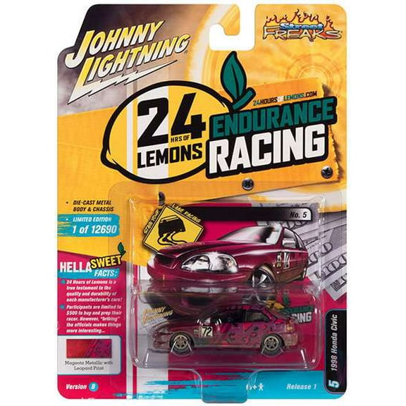 Johnny Lightning 1:64 Street Freaks Ver B 1998 Honda Civic Magenta