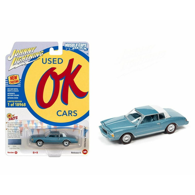 Johnny Lightning 1978 Chevrolet Monte Carlo Die-Cast Car - 1:64 Scale Black Model Car Collectible