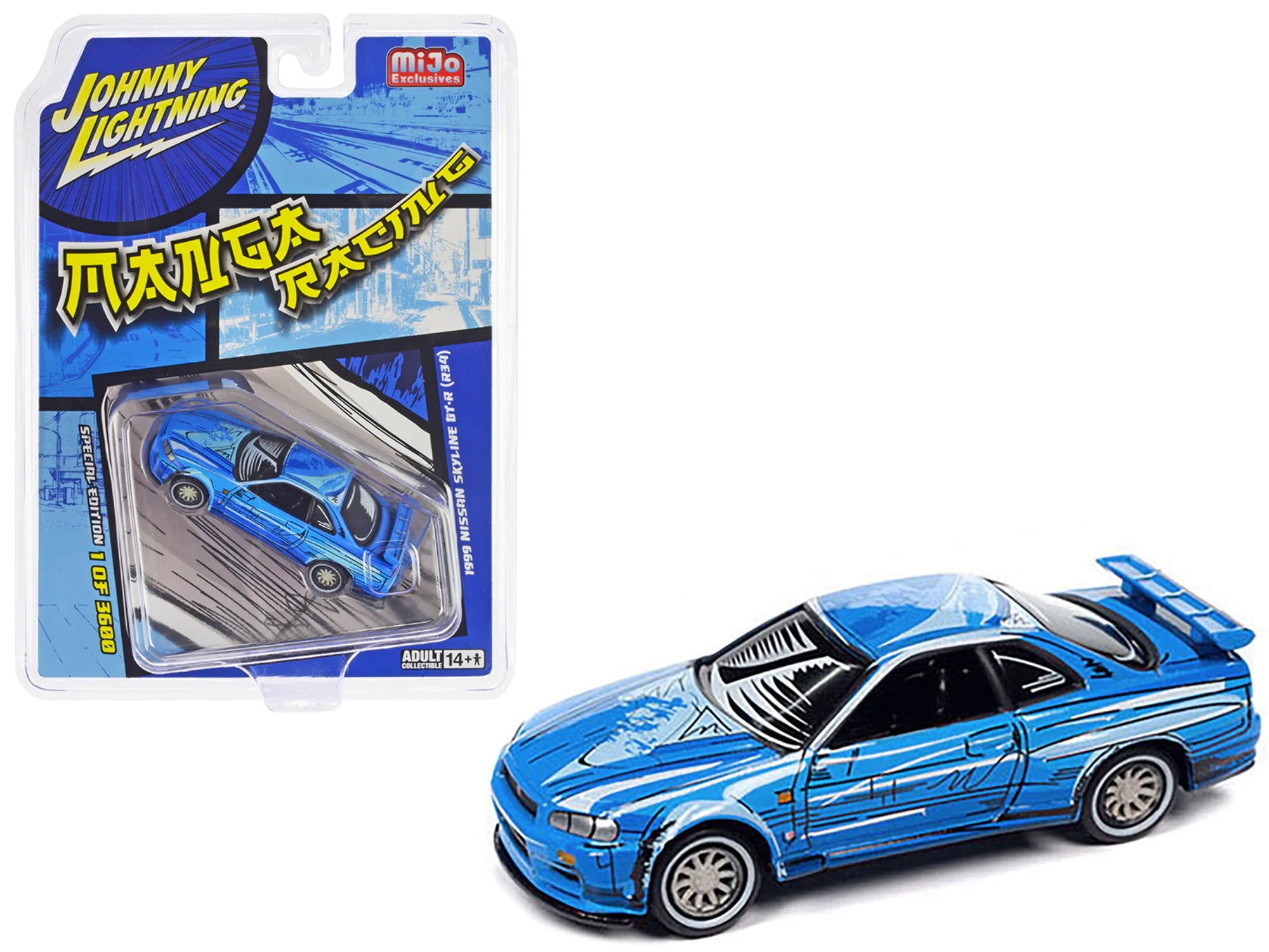 Johnny Lightning 1999 Nissan GT-R R34 Manga Racing - Blue